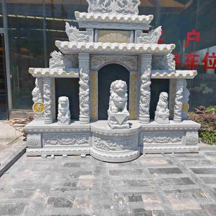 商洛芝麻白中国黑石材套墓 花岗岩墓碑